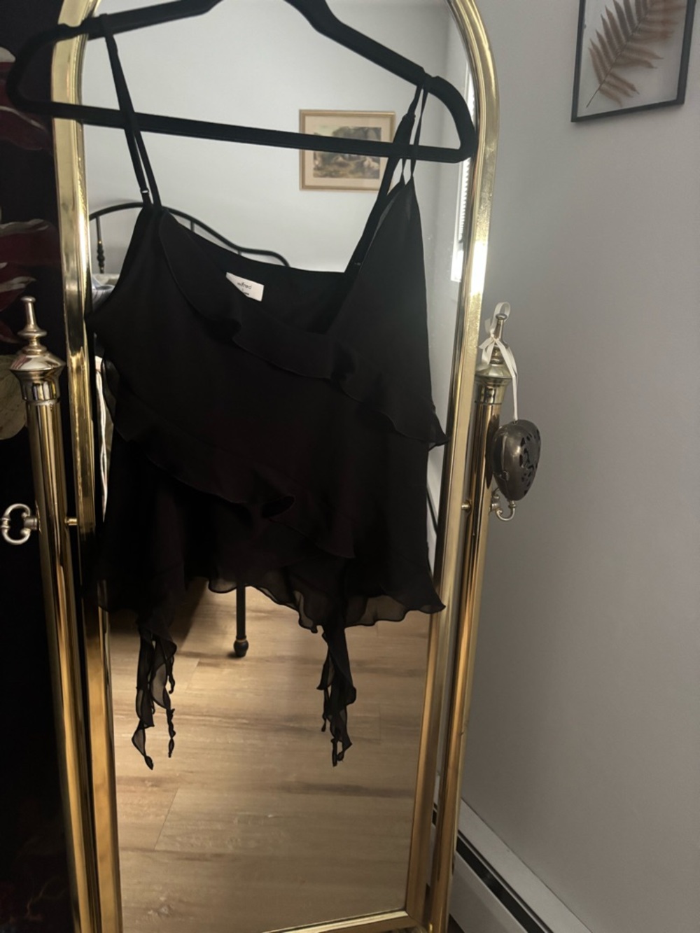 Women’s Black Ruffled Camisole Top - Unbranded